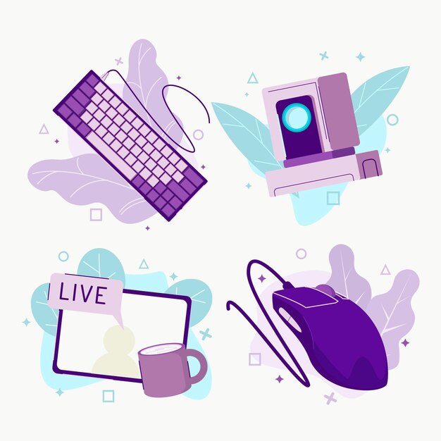 Organic flat game streamer elements collection