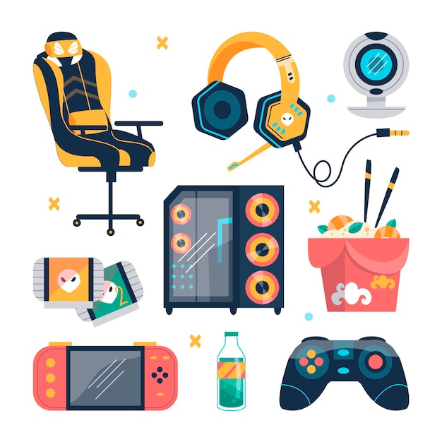 Free Vector organic flat game streamer elements collection