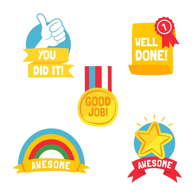 Free vector organic flat good job and great job stickers set