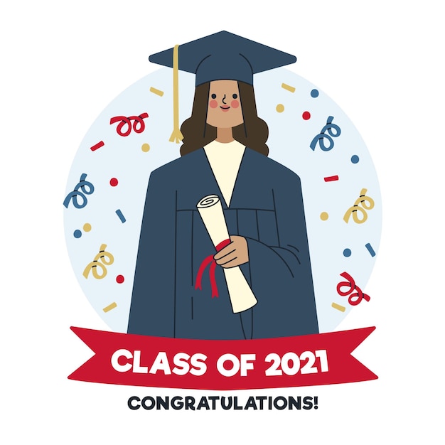 Free Vector organic flat graduation illustration