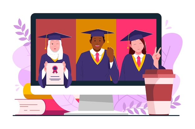 Free Vector organic flat graduation illustration