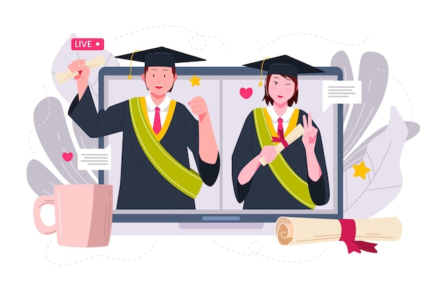 Free Vector organic flat graduation illustration