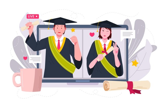 Organic flat graduation illustration