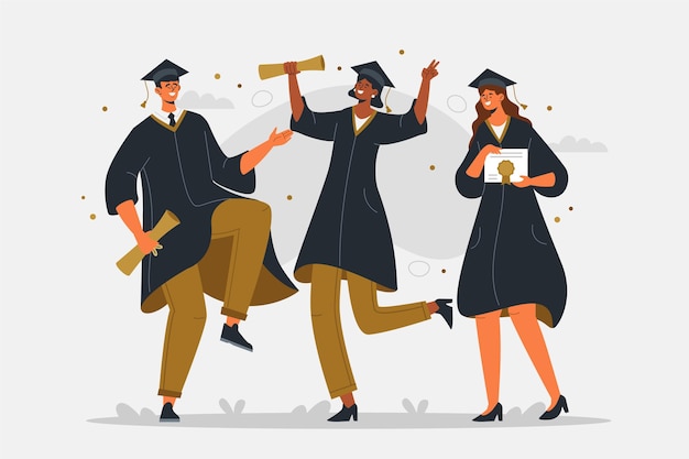 Free Vector organic flat graduation illustration