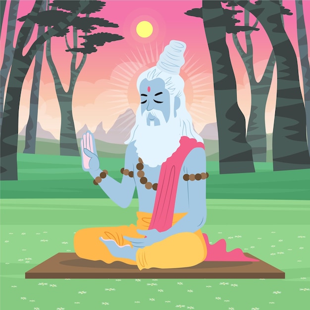 Free Vector organic flat guru purnima illustration