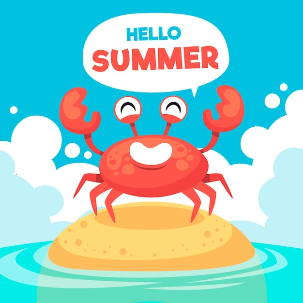 Free Vector organic flat hello summer illustration