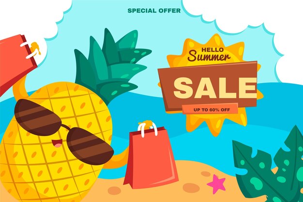 Organic flat hello summer sale background