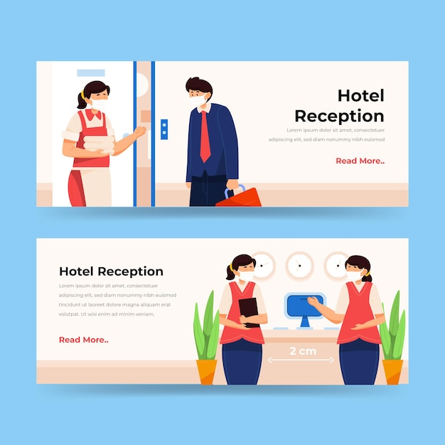 Organic flat hotel banner template illustrated