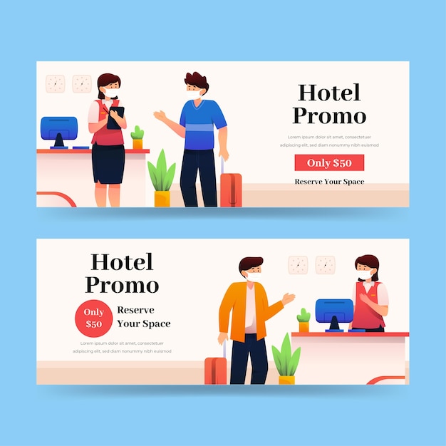 Organic flat hotel banner template illustrated