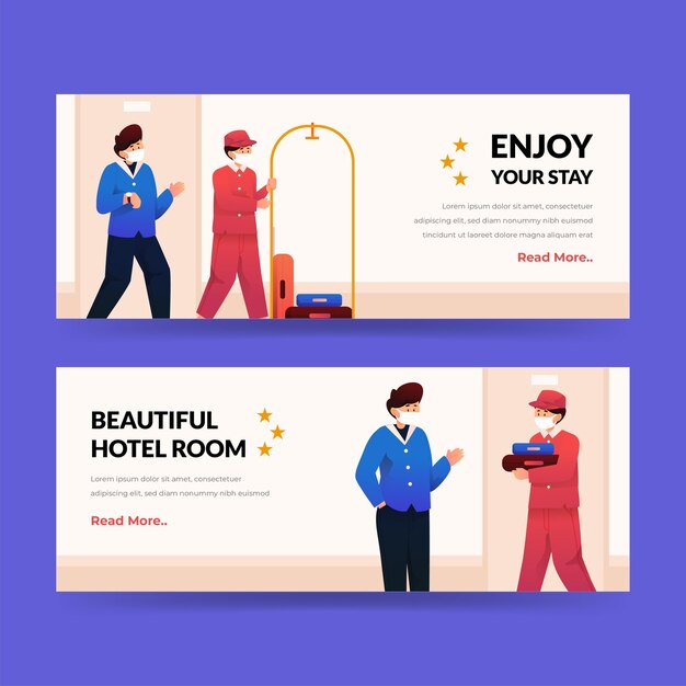 Organic flat hotel banner template illustrated