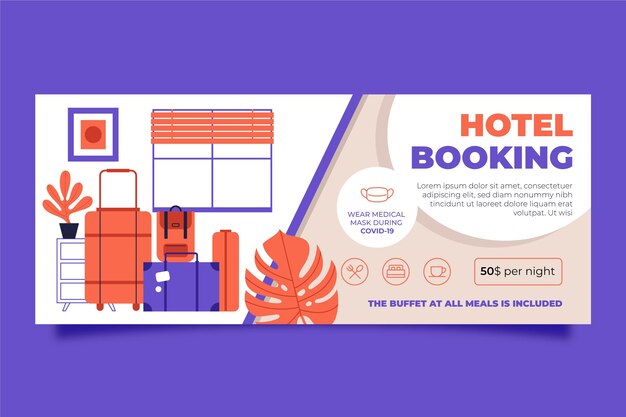 Organic flat hotel banner template