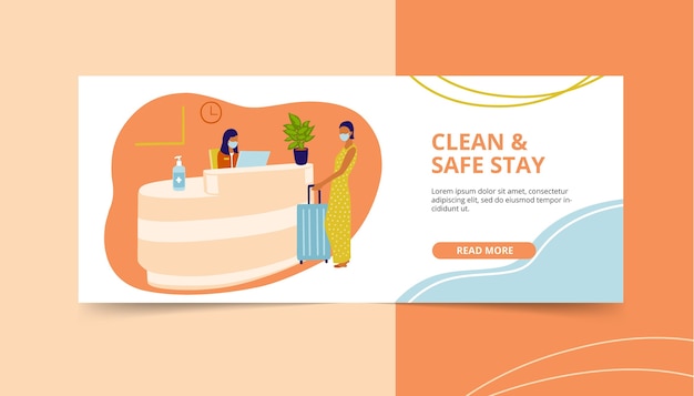 Organic flat hotel banner template