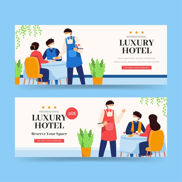 Organic flat hotel banner template