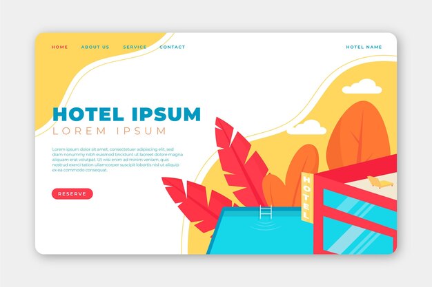 Organic flat hotel landing page template