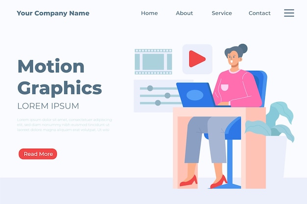 Organic flat illustrated motiongraphics landing page