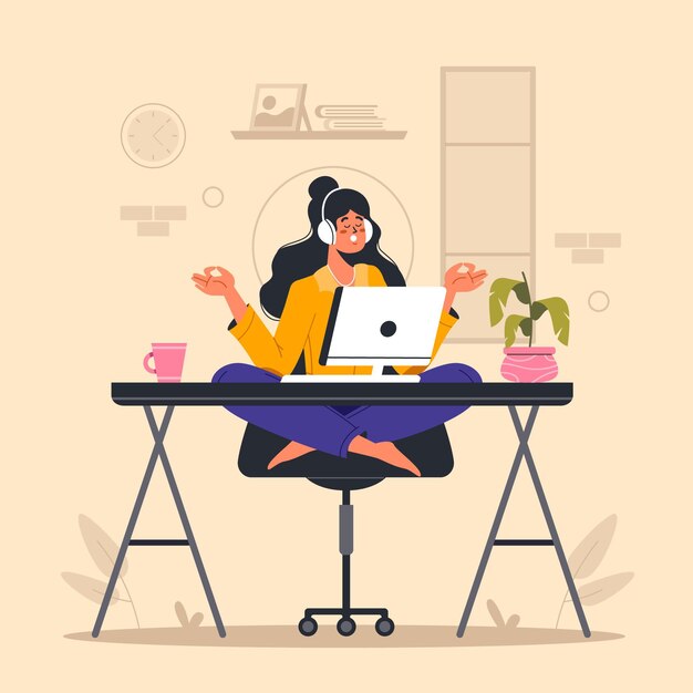 Organic flat illustration businesswoman meditating