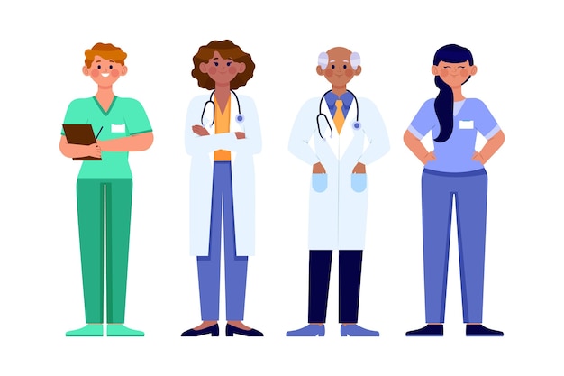 Free Vector organic flat illustration doctors and nurses