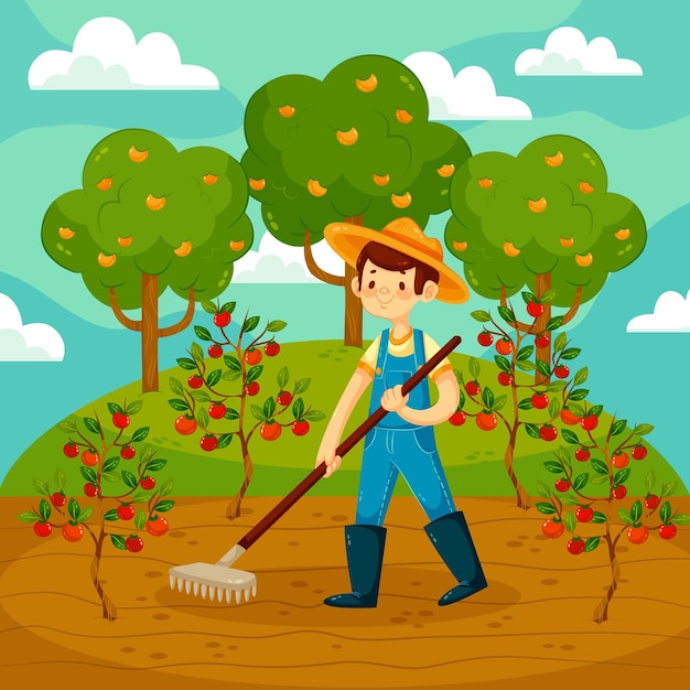 Organic flat illustration farming profession