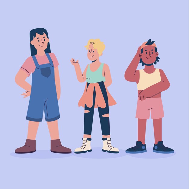 Organic flat illustration non binary people