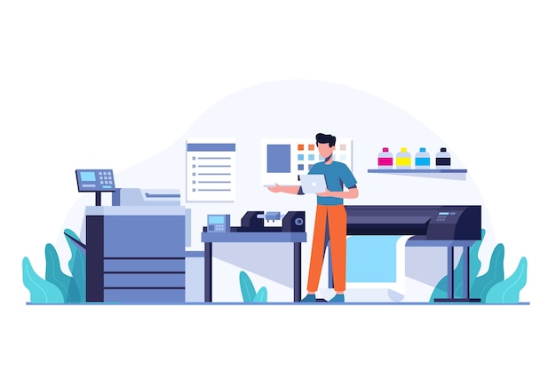 Organic flat illustration printing industry