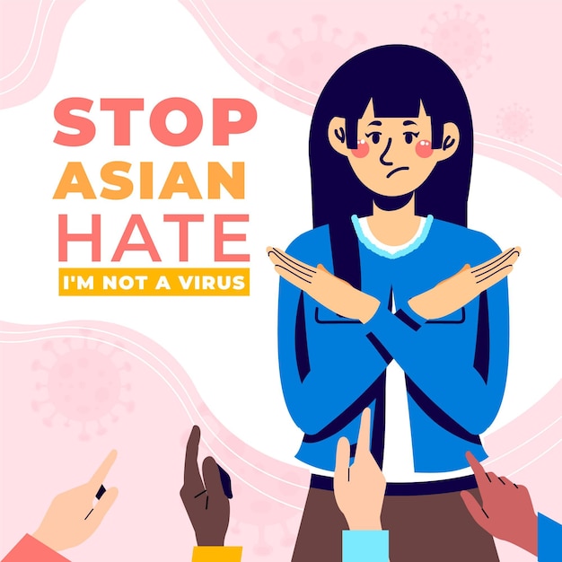 Organic flat illustration stop asian hate