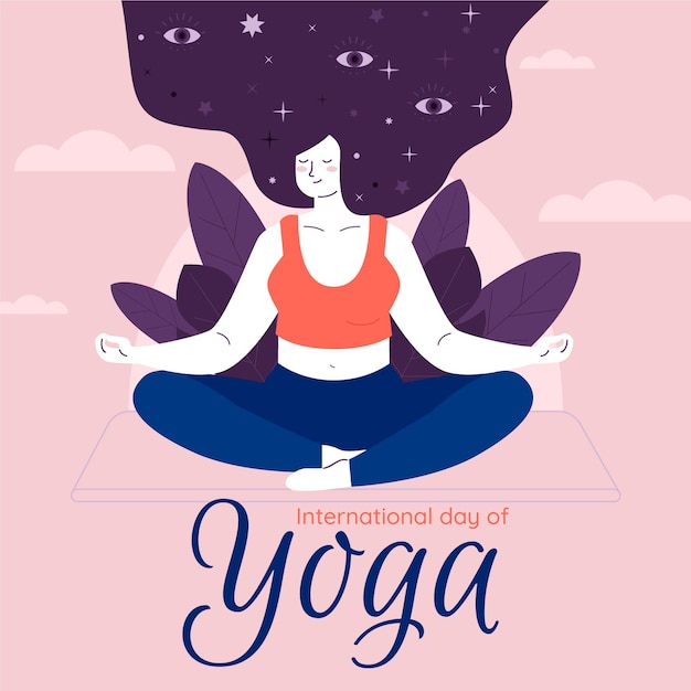 Free Vector organic flat international day of yoga illustration