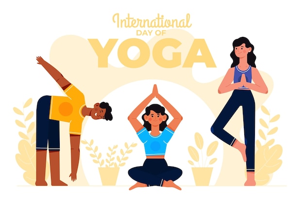 Organic flat international day of yoga illustration