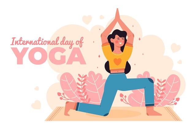 Organic flat international day of yoga illustration