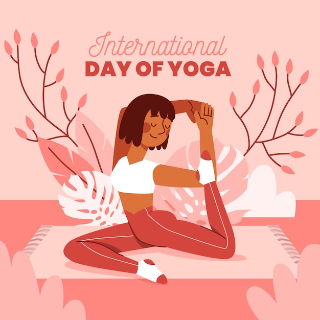 Organic flat international day of yoga illustration