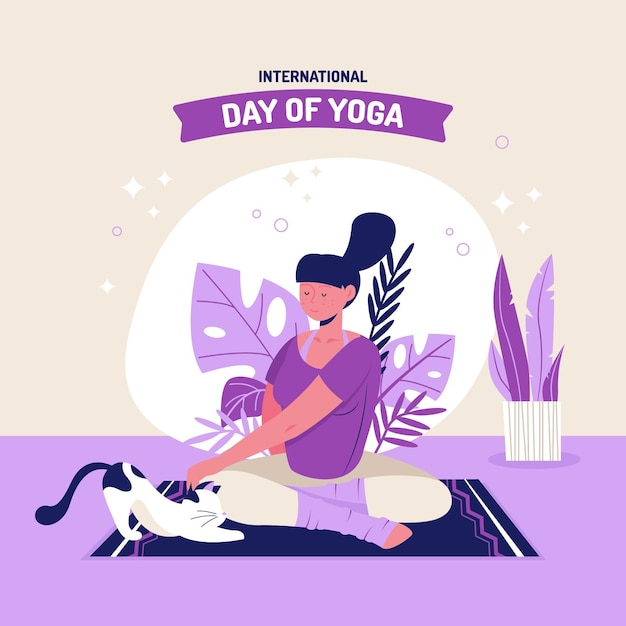 Free vector organic flat international day of yoga illustration