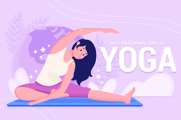 Organic flat international day of yoga illustration