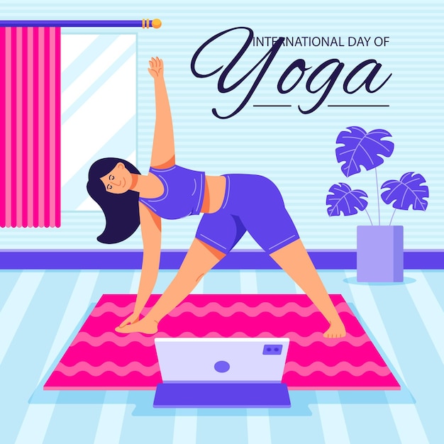 Free Vector organic flat international day of yoga illustration