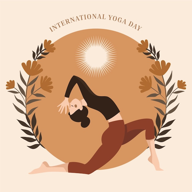 Free Vector organic flat international day of yoga illustration