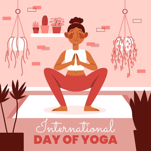 Organic flat international day of yoga illustration