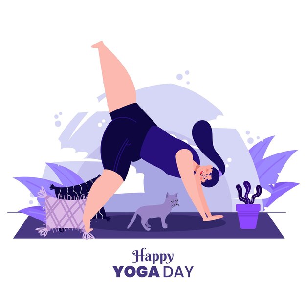 Organic flat international day of yoga illustration