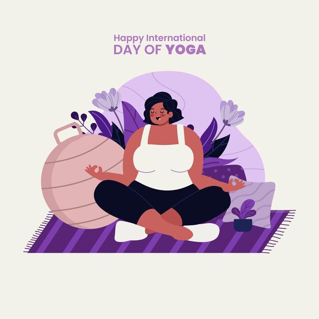 Organic flat international day of yoga illustration