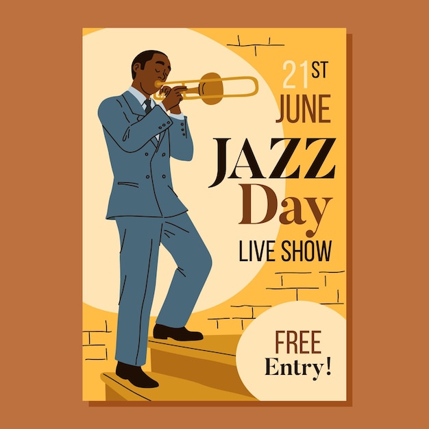 Free Vector organic flat international jazz day poster template