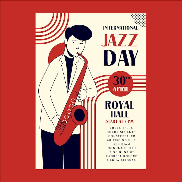 Free Vector organic flat international jazz day vertical poster template