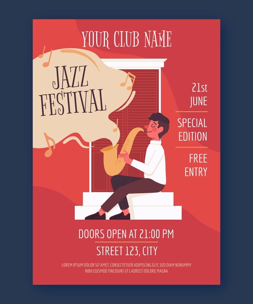 Organic flat international jazz day vertical poster template