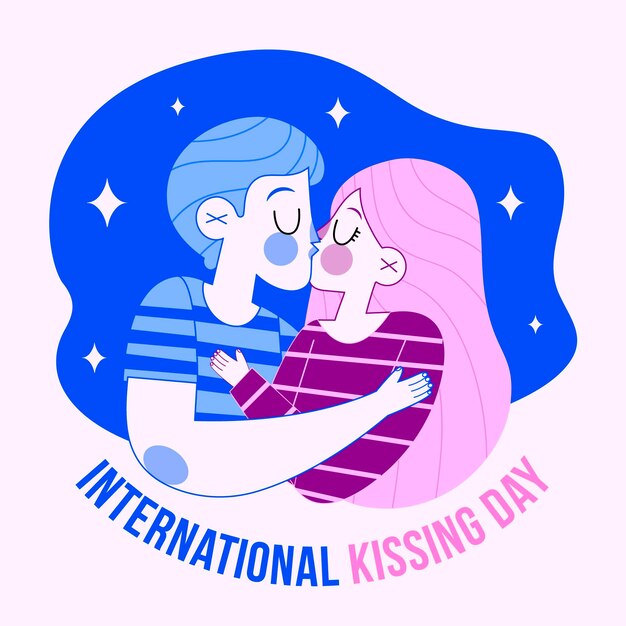 Organic flat international kissing day illustration