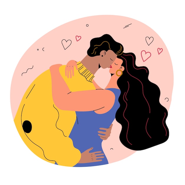 Organic flat international kissing day illustration