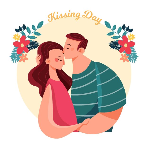 Organic flat international kissing day illustration