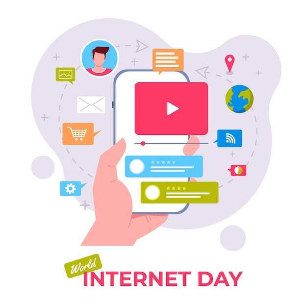 Free Vector organic flat internet day illustration