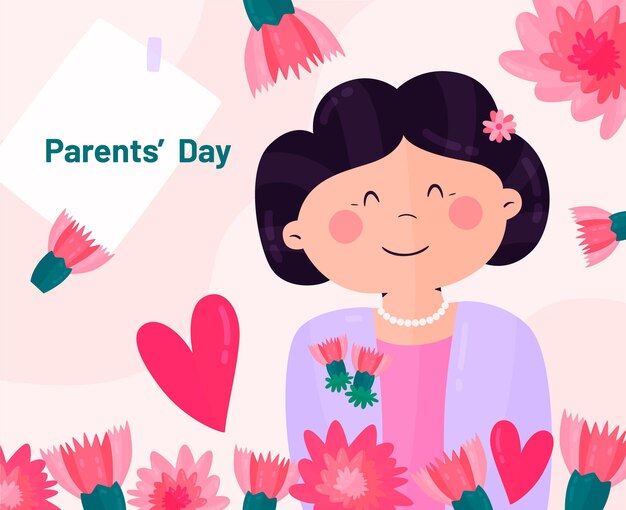 Organic flat korean parents' day illustration