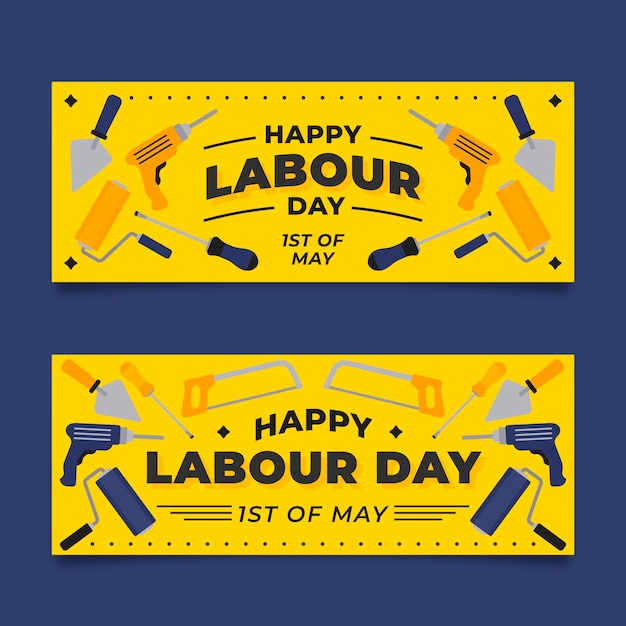 Free Vector organic flat labour day banners set