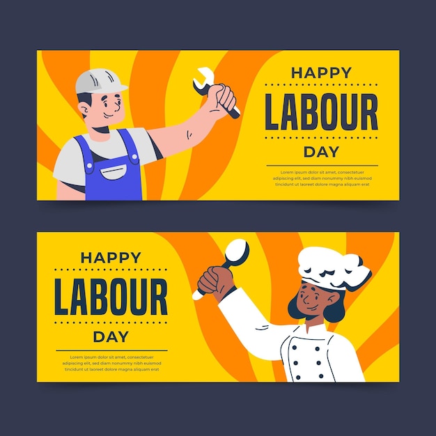 Free Vector organic flat labour day banners set