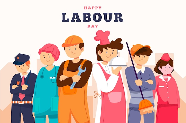 Organic flat labour day illustration