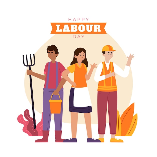 Free vector organic flat labour day illustration