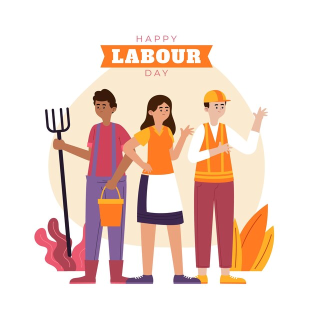 Organic flat labour day illustration