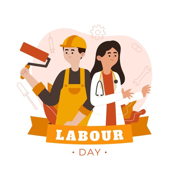 Organic flat labour day illustration